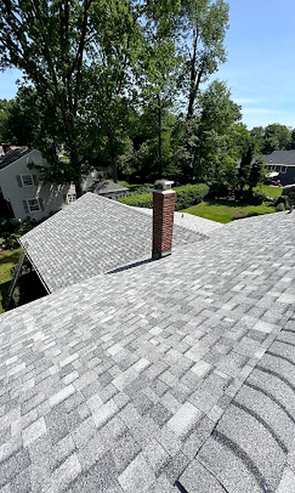 Finished gray architectural shingle roof replacement